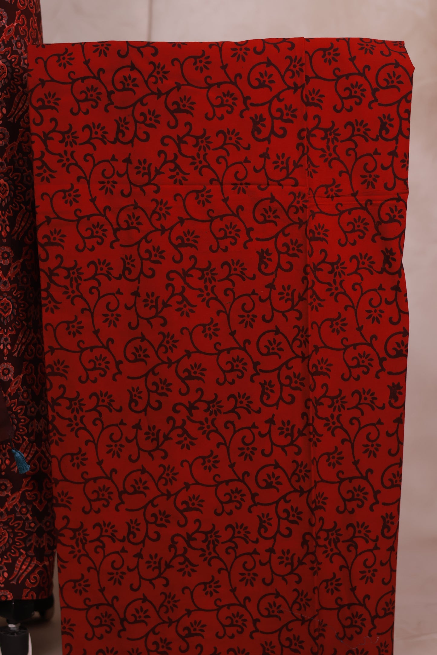 Ajrakh Handblock Printed Pure Cotton 3 piece suit set | Looms & Tassels