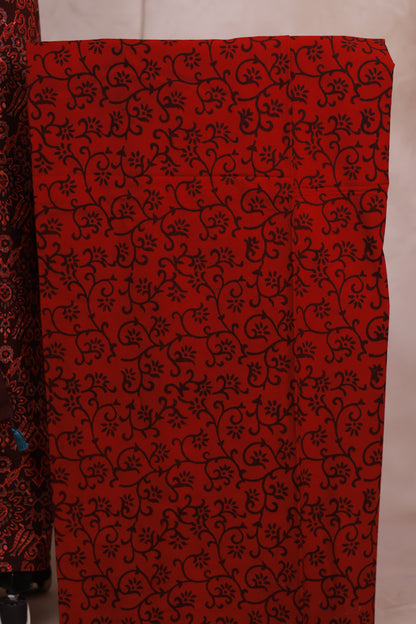Ajrakh Handblock Printed Pure Cotton 3 piece suit set | Looms & Tassels