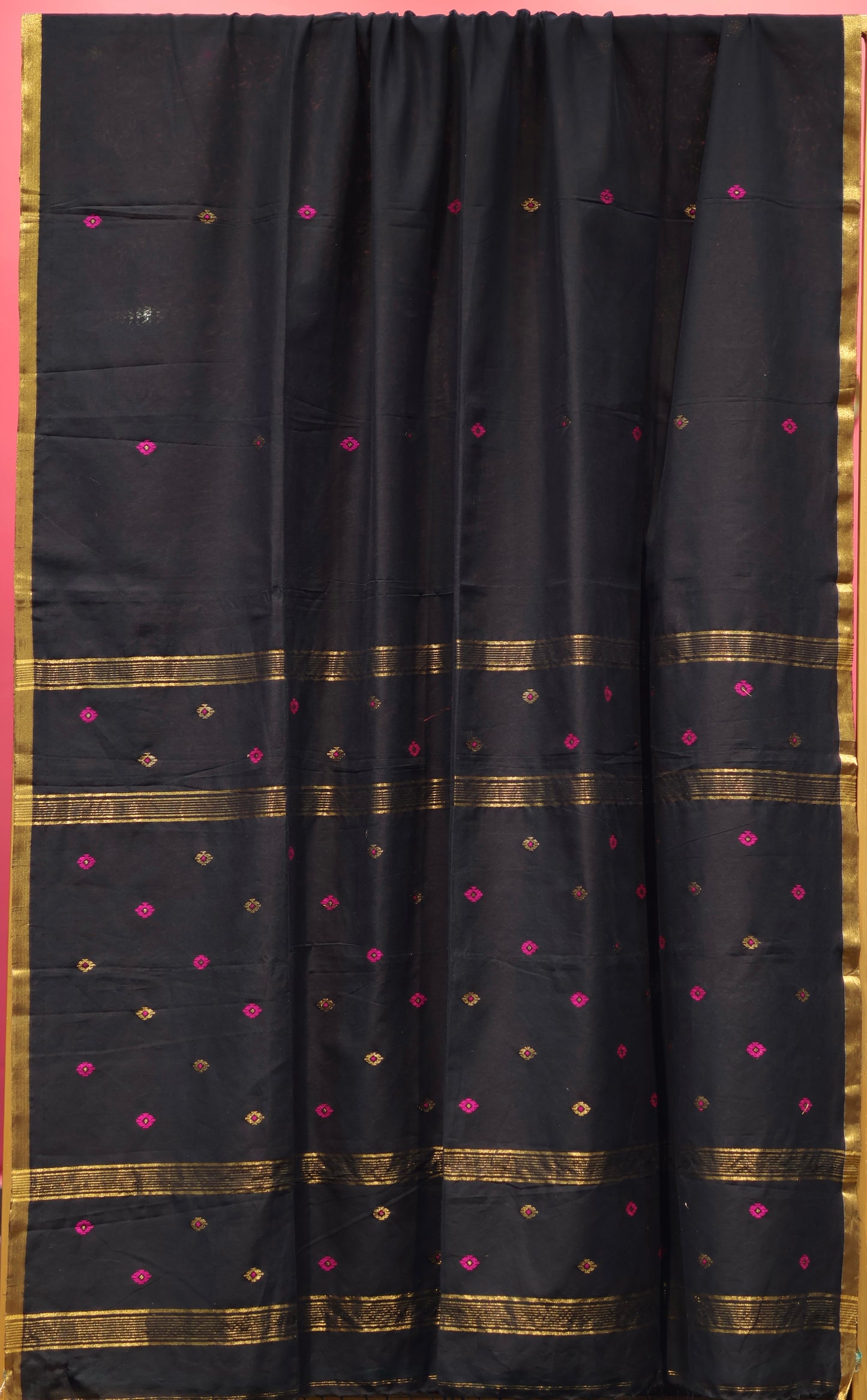 Pure Handwoven Mercerised Cotton Saree with Mina Jari Butta Weav