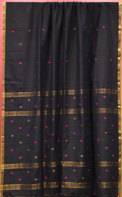 Pure Handwoven Mercerised Cotton Saree with Mina Jari Butta Weav