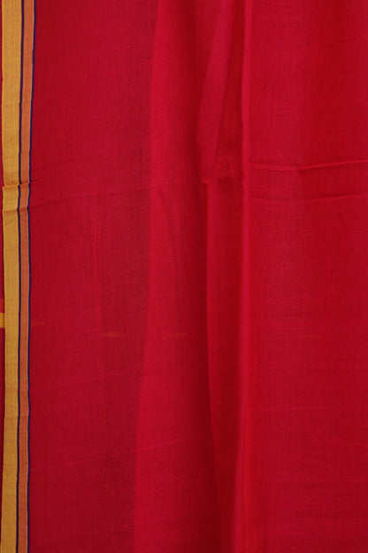 Pink Pure Handwoven Malai Cotton Saree with Butta Weaving border
