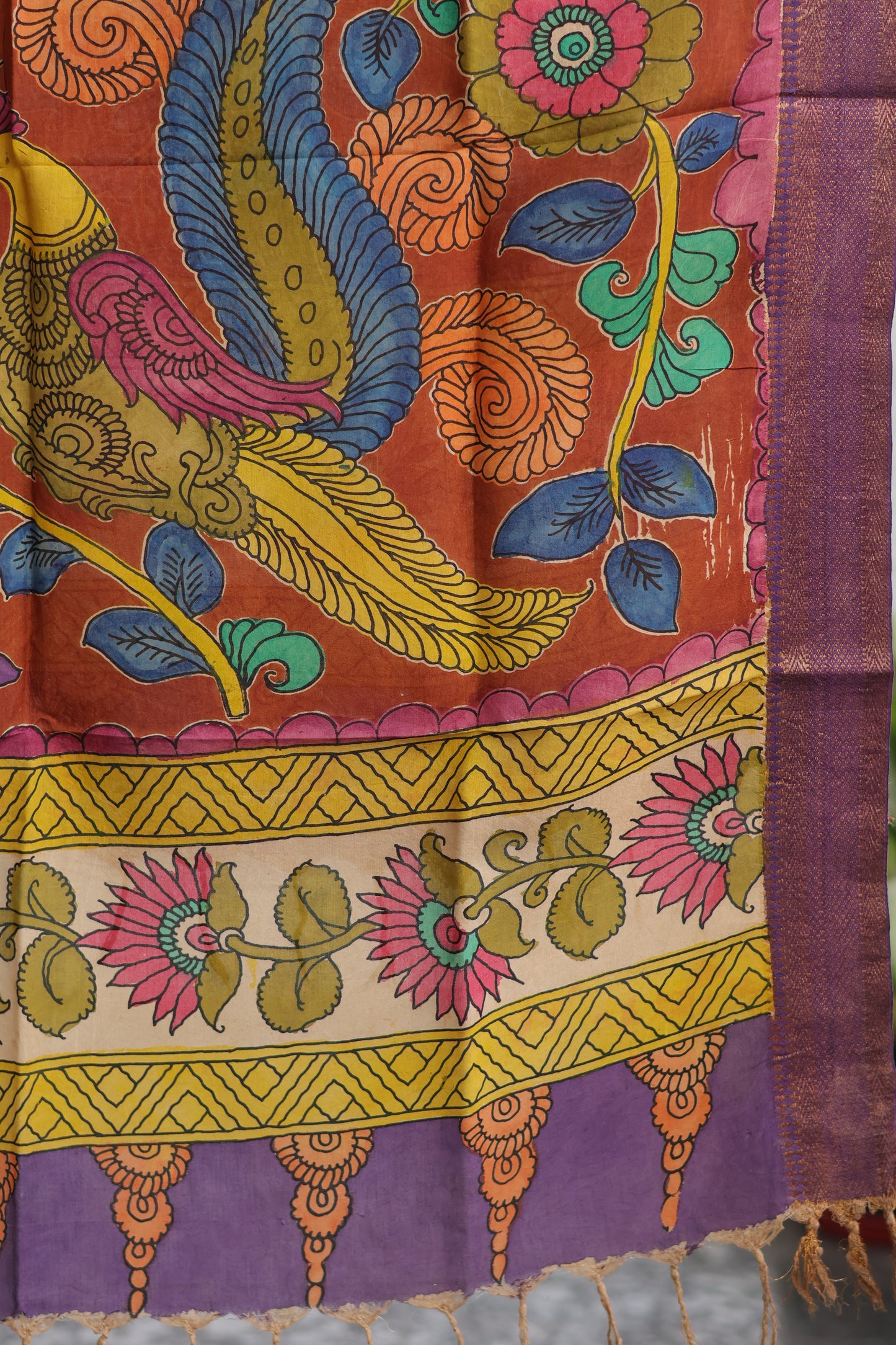 Pen Kalamkari chennur silk duppata