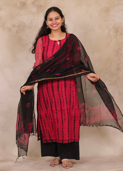Handblock printed kota 3 piece suit (stitched)