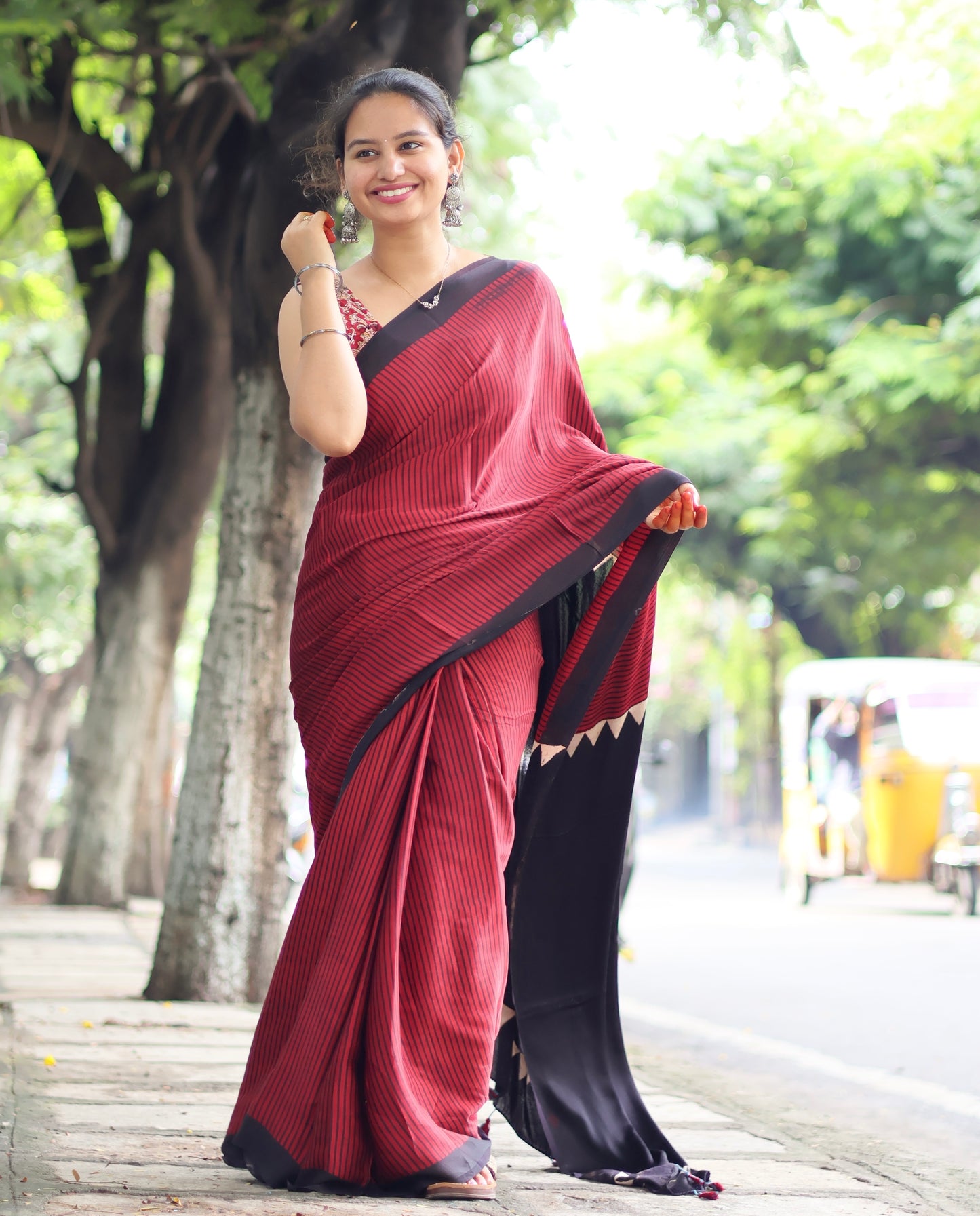 Ajrakh Modal Silk Saree