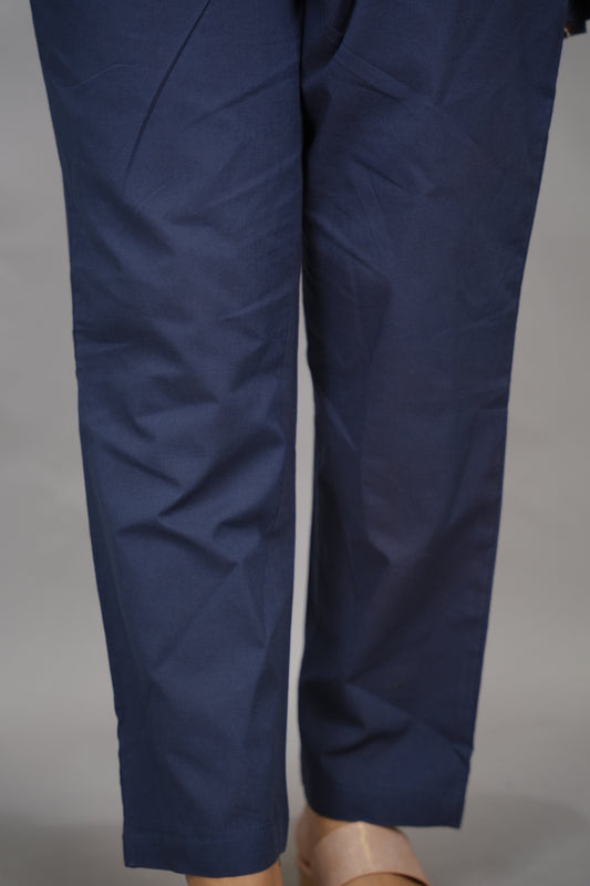 Indigo Plain Cotton Narrow Pant