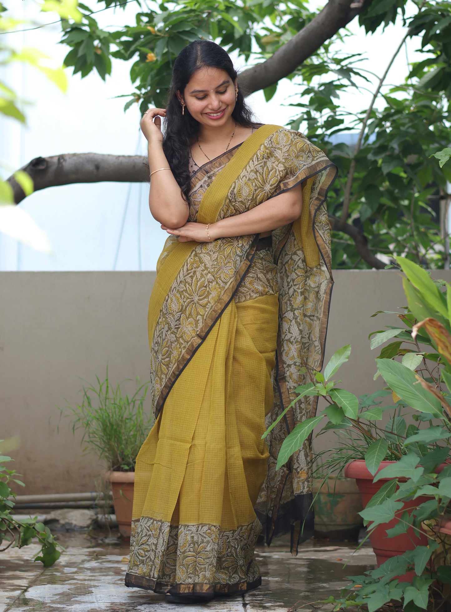 Bagru Hand block printed Kota Doriya Saree