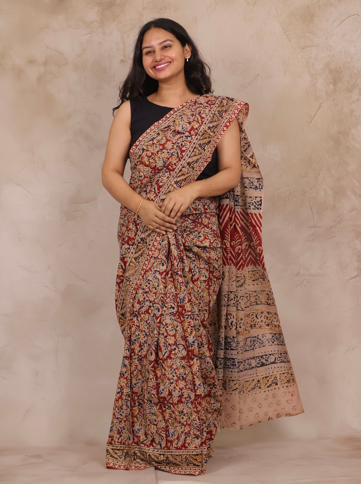 Hand Block Printed Kalamkari Cotton Saree