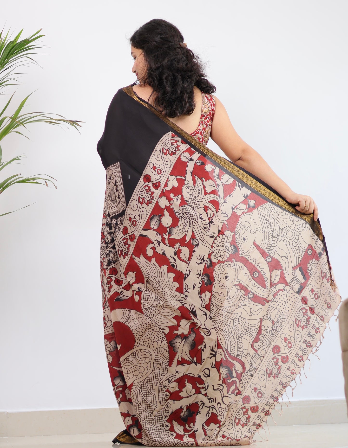 Nizam Border Kalamkari Silk Saree