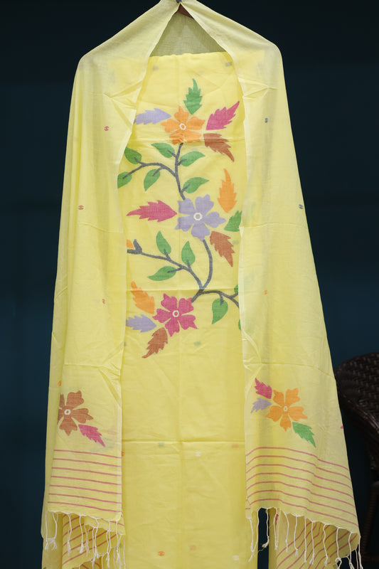 Handwoven Jamdhani pure Malai cotton 2 piece suit sets