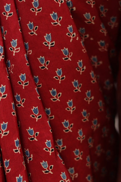 Ajrakh Dola Silk Saree