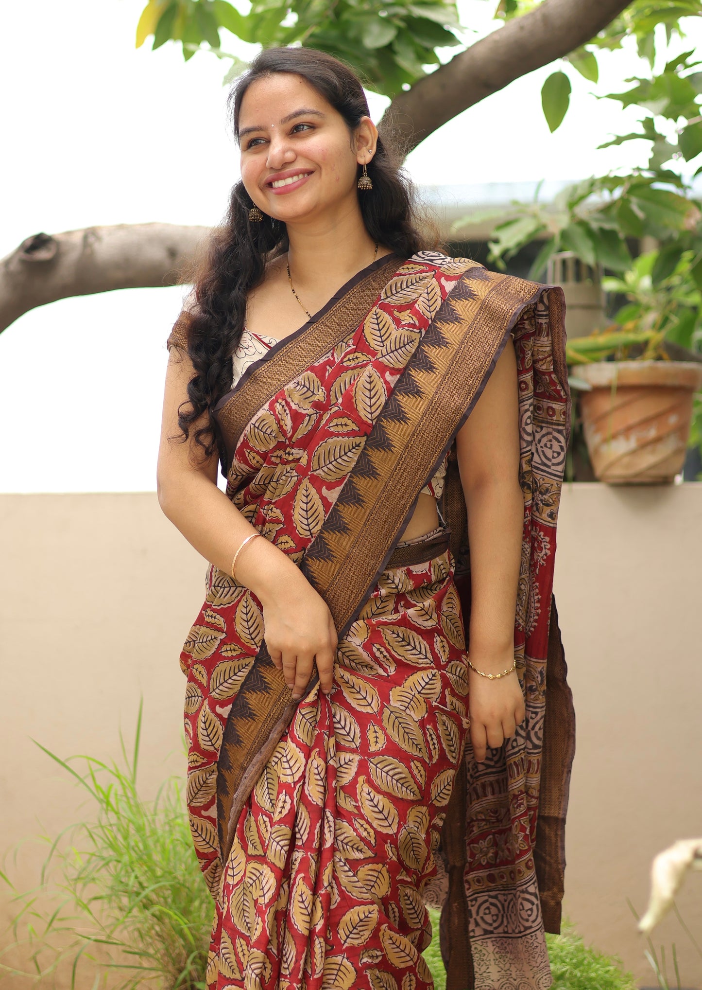 Kanchi border Kalamkari chennur silk saree