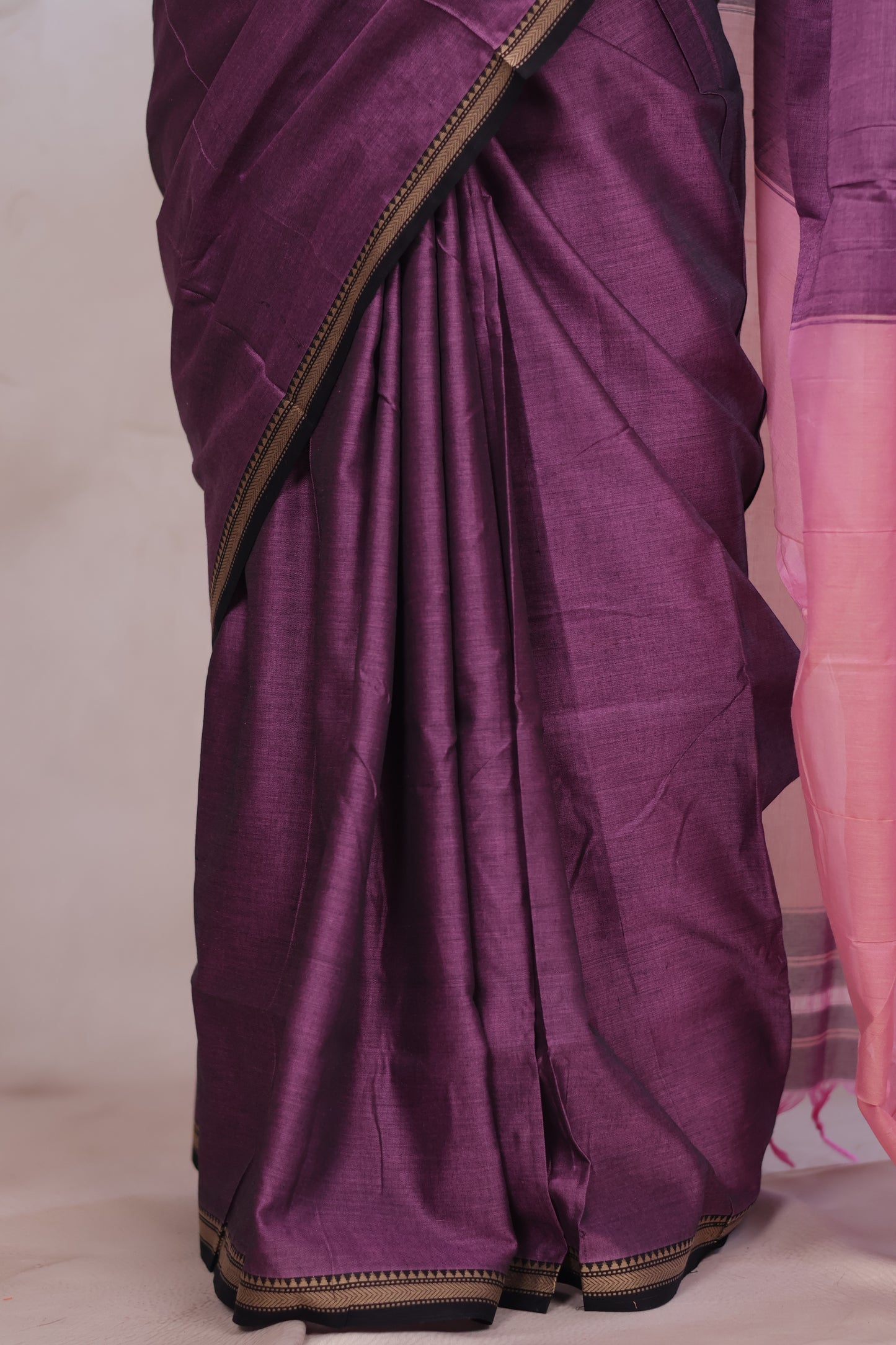 Lavender & Pink Narayanpet Cotton Saree | Looms & Tassels