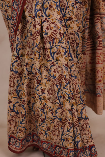 Hand Block Printed Kalamkari Cotton Saree