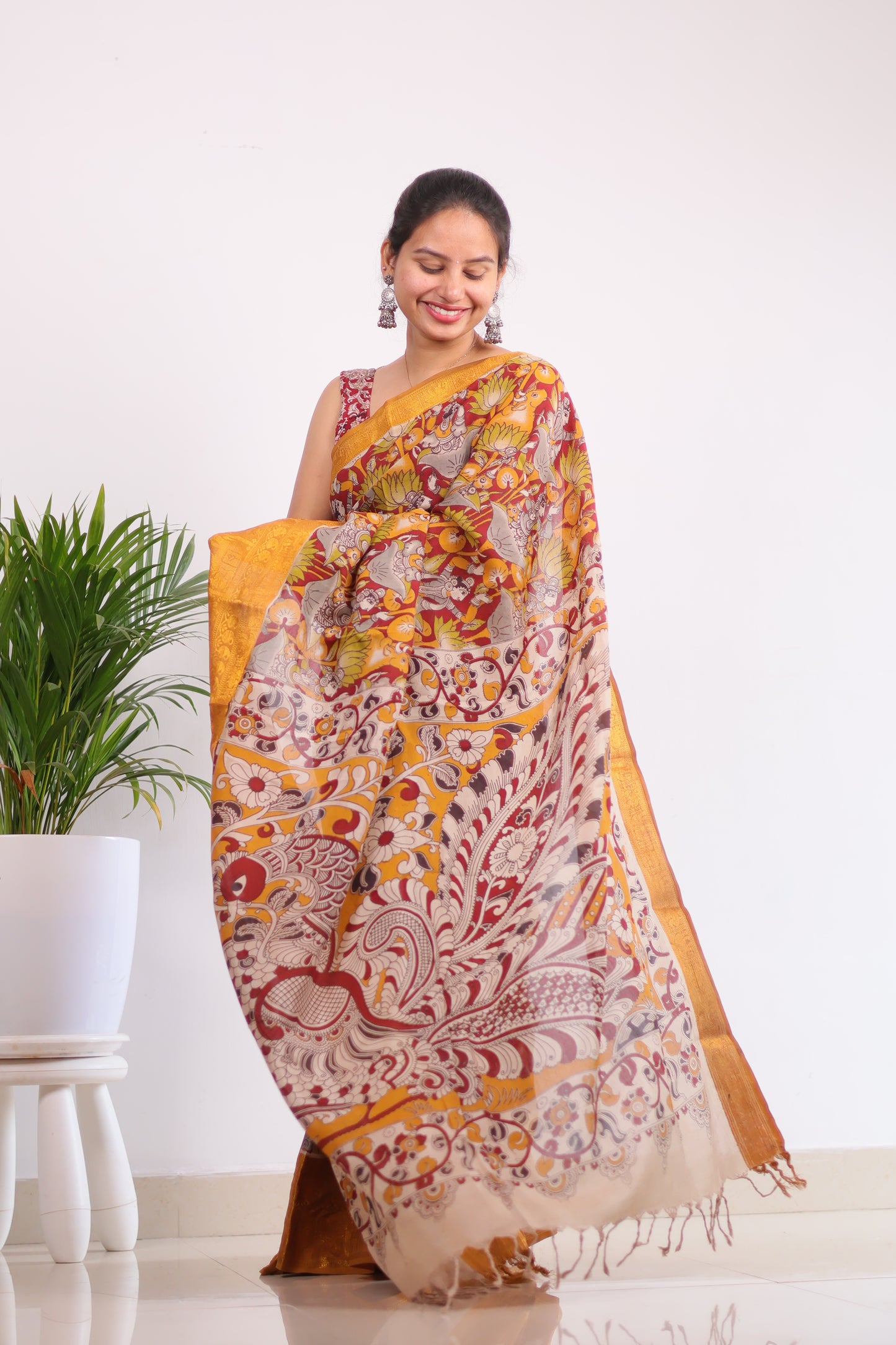 Kanchi Border Kalamkari Silk Saree