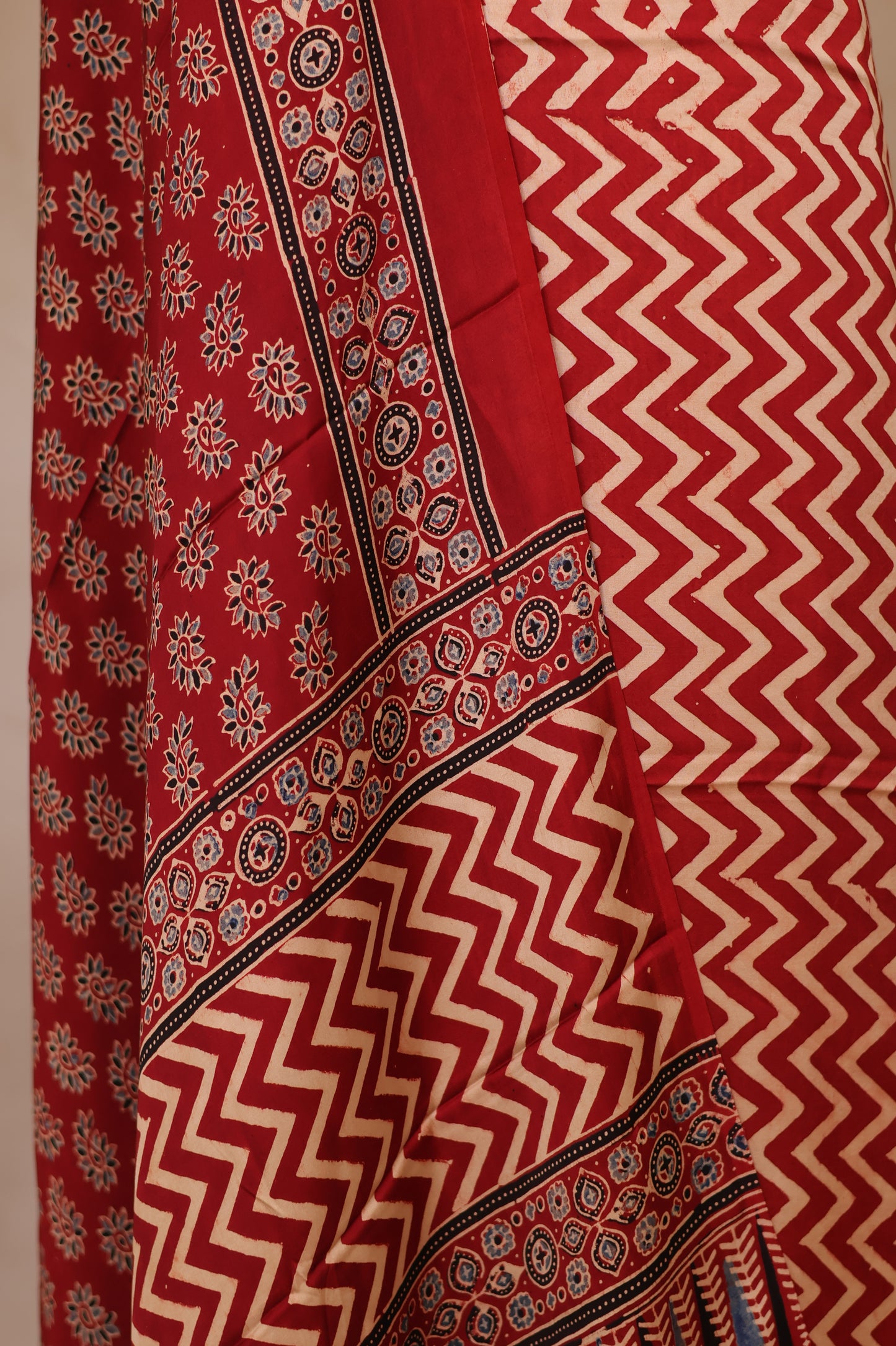 Ajrakh Handblock Printed Modal Silk 2 Piece Suit Set | Looms & Tassels
