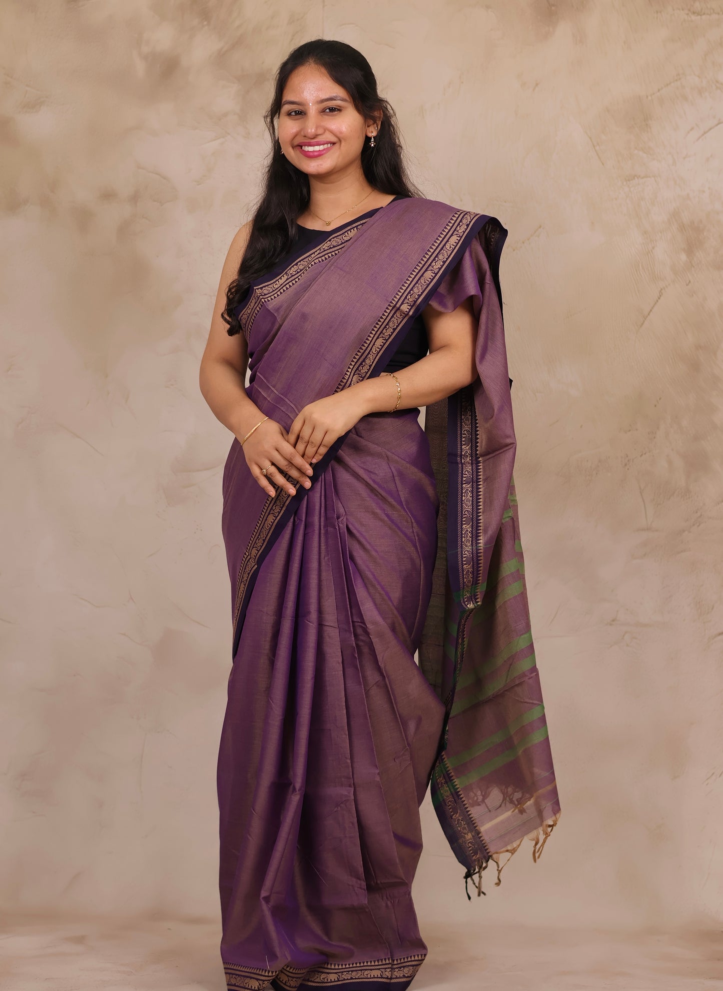Lavender Narayanpet Cotton Saree | Looms & Tassels
