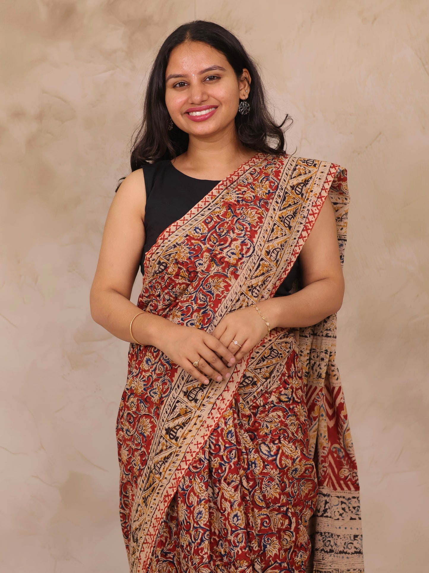 Hand Block Printed Kalamkari Cotton Saree
