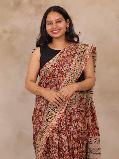 Hand Block Printed Kalamkari Cotton Saree