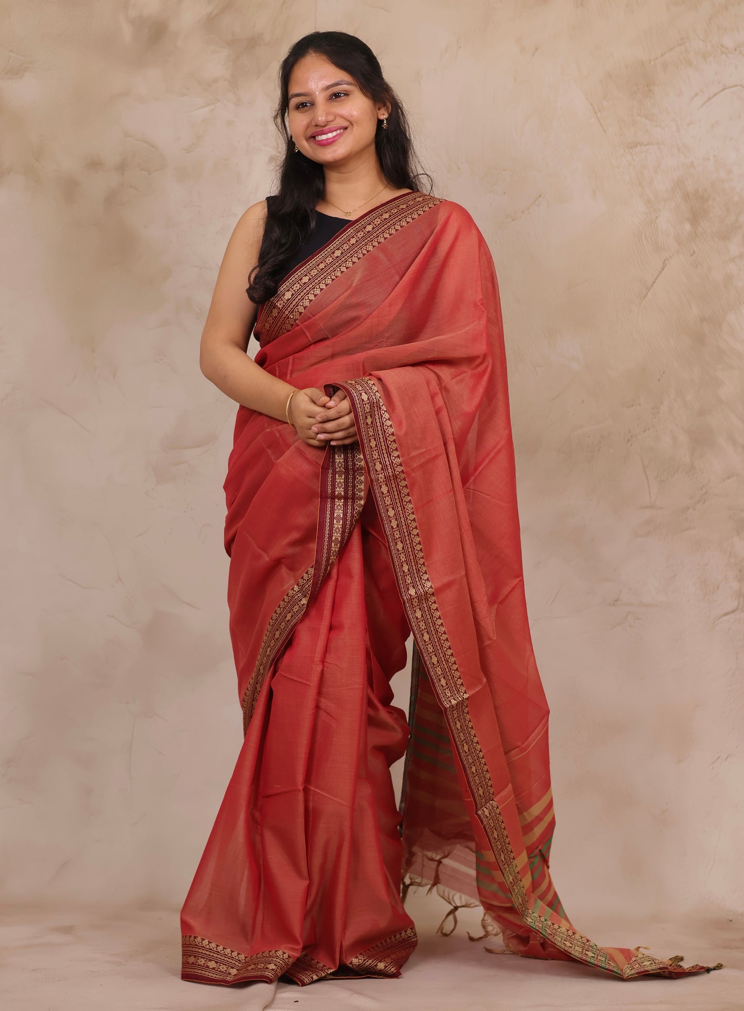 Onion Pink Narayanpet Cotton Saree | Looms & Tassels