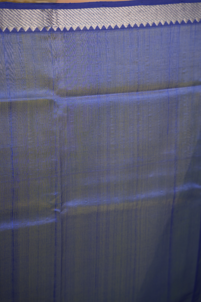 Parrot Green & Blue Handloom Mangalagiri Silk Saree| Looms & Tassels