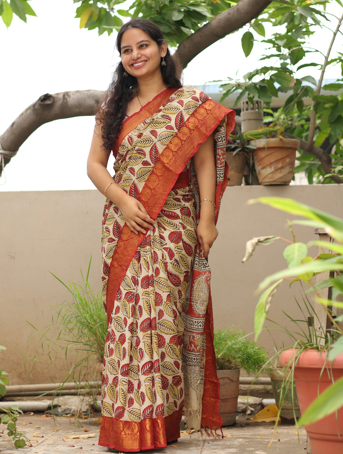 Kanchi border Kalamkari chennur silk saree