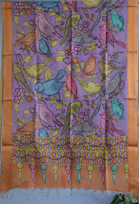 Pen Kalamkari chennur silk duppata