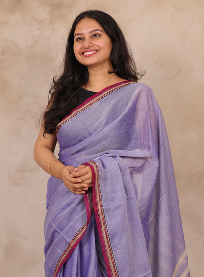 Lavender Narayanpet Cotton Saree | Looms & Tassels