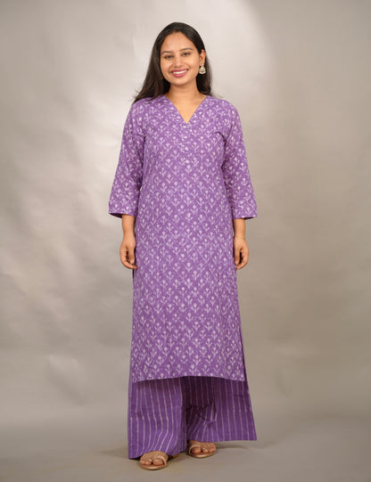Lavender Pure Mul Cotton Co-ord Set (Set of 2) | Looms & Tassels