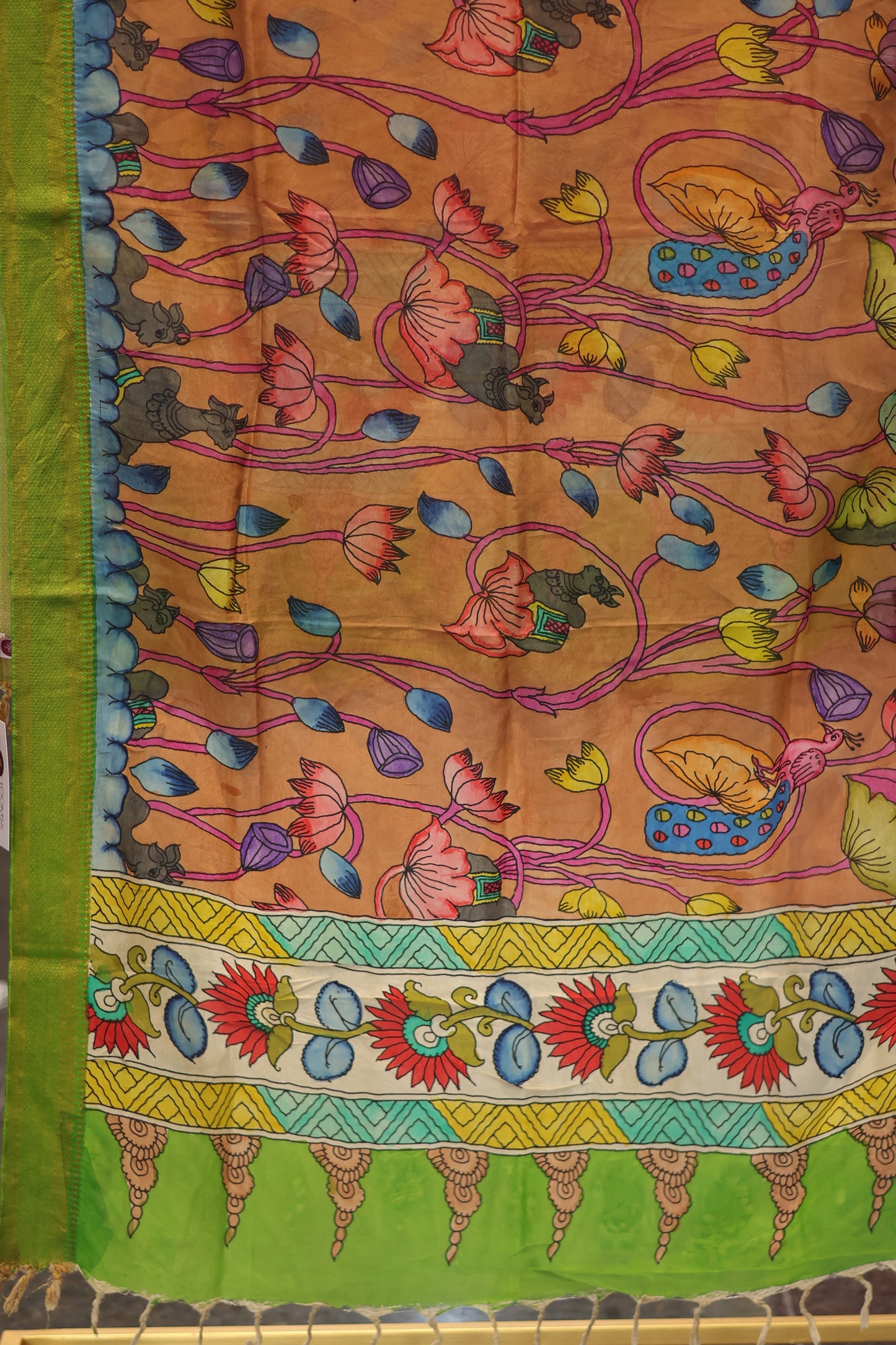 Pen Kalamkari chennur silk duppata