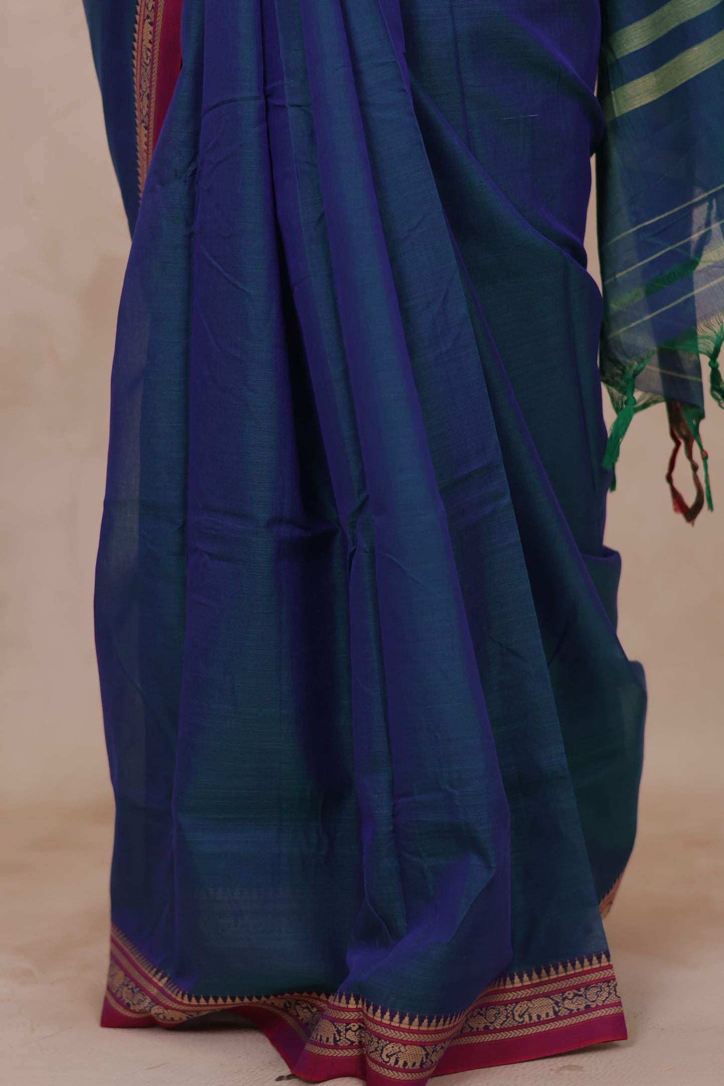 Blue Narayanpet Cotton Saree | Looms & Tassels