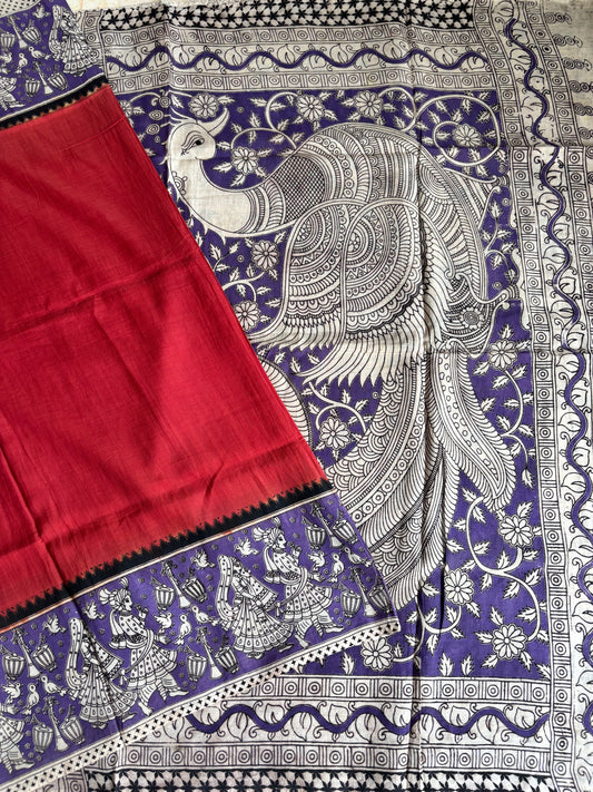 Kalamkari dyeing premium chennur silk saree