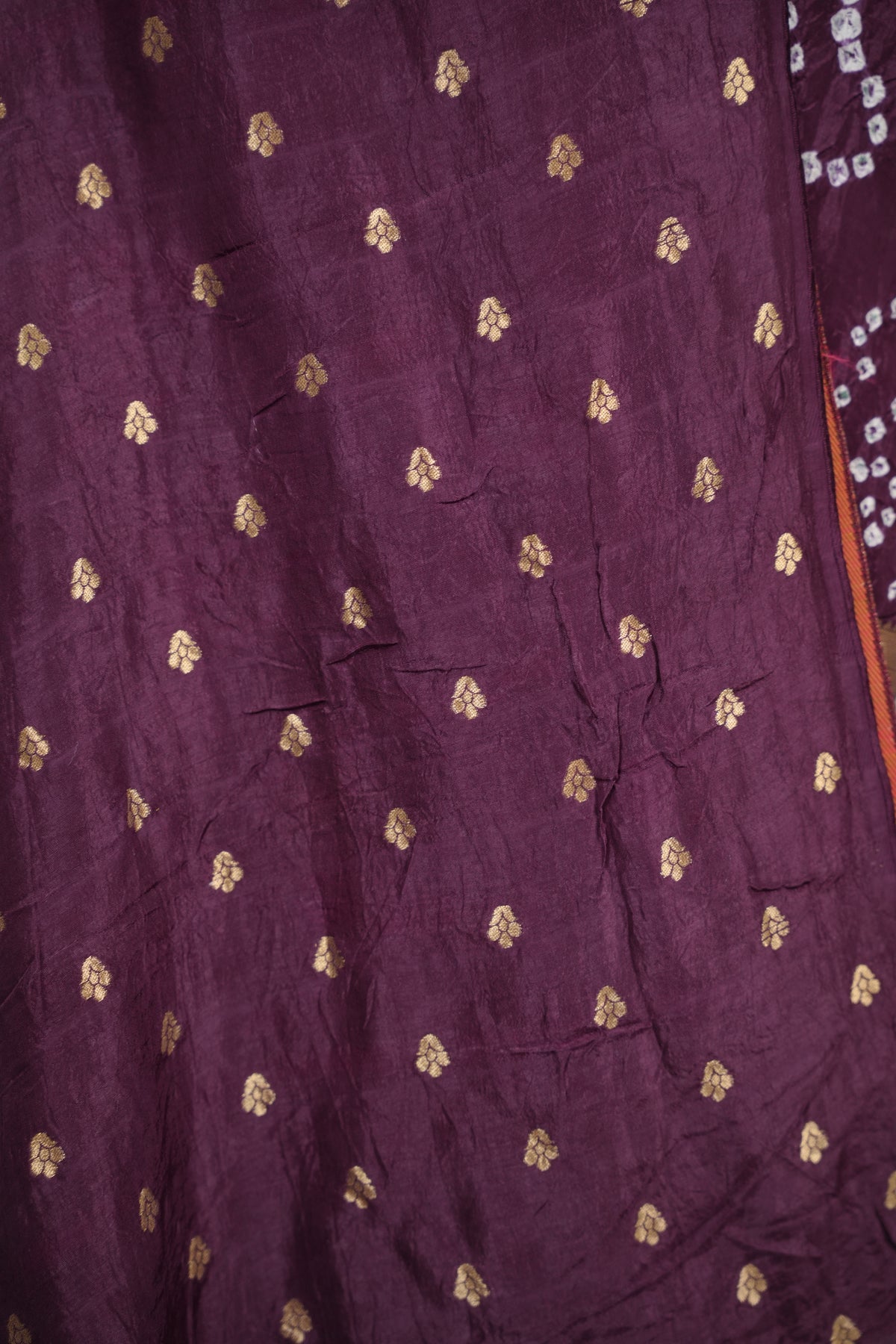 Purple Handcrafted  Pattern Bandhani Paithani Dola Silk Saree | Looms & Tassels