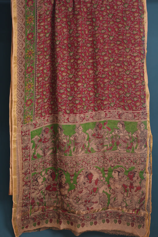Kalamkari printed Kota Doriya Saree