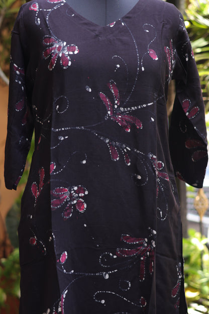 Hand drawn Batik silk Kurti