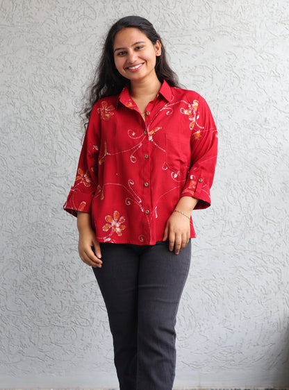 Red Batik print shirt