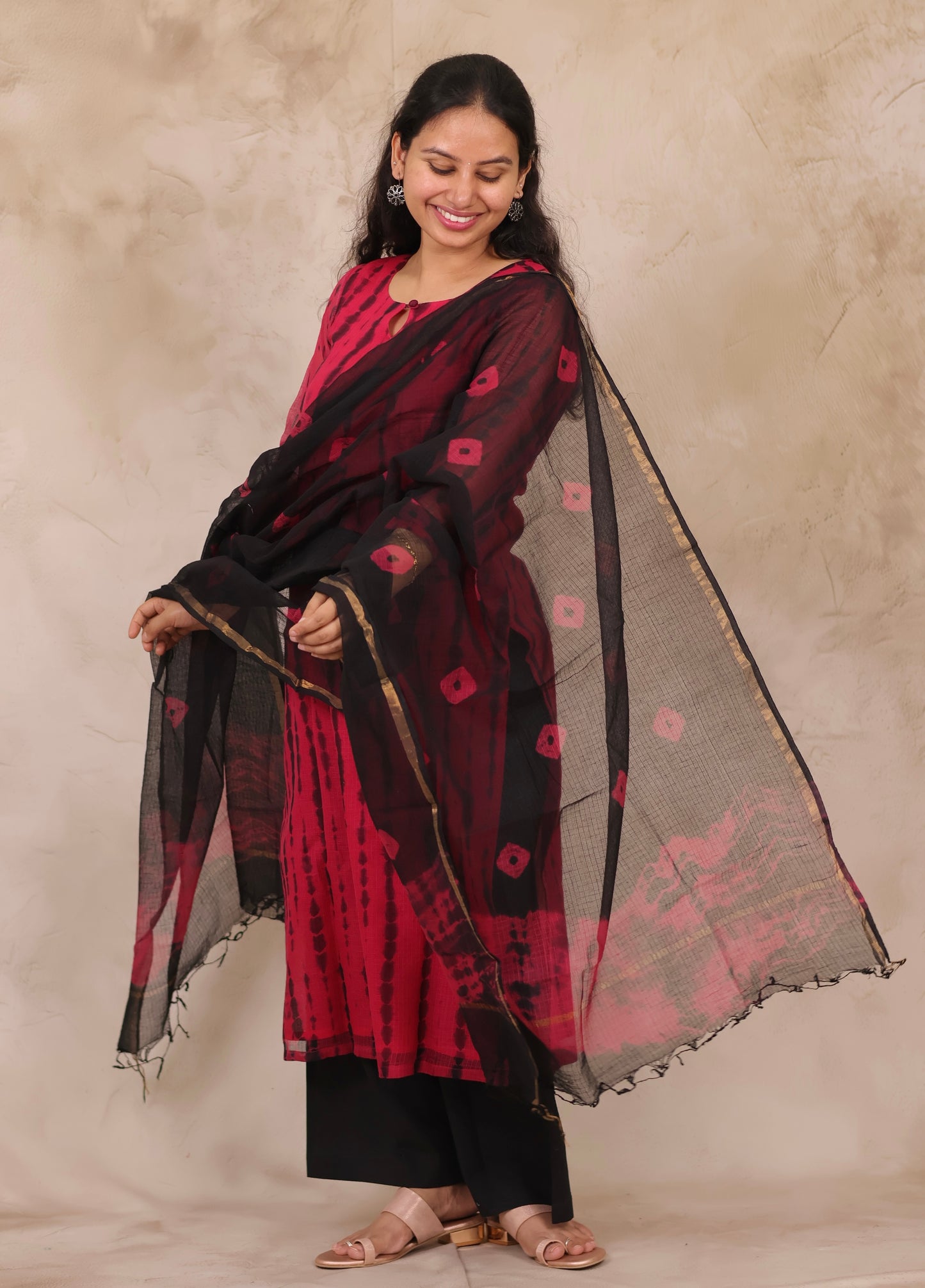 Handblock printed kota 3 piece suit (stitched)