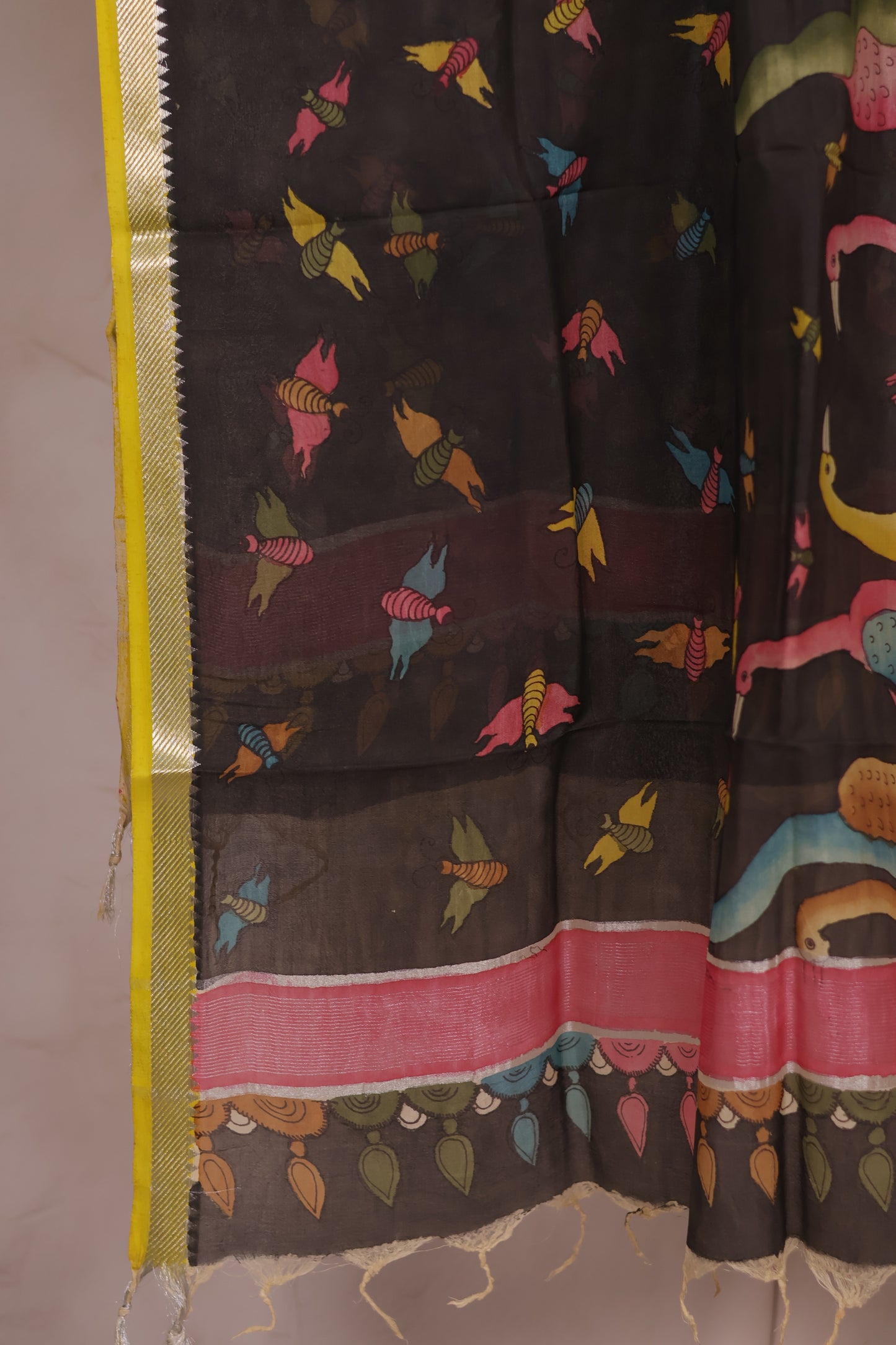 Pen Kalamkari Mangalagiri silk Dupatta