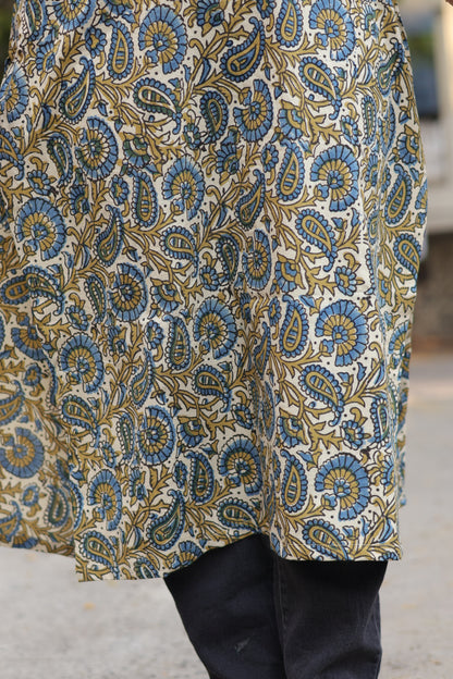 Ajrakh Hand Block Printed Kurti | Looms & Tassels