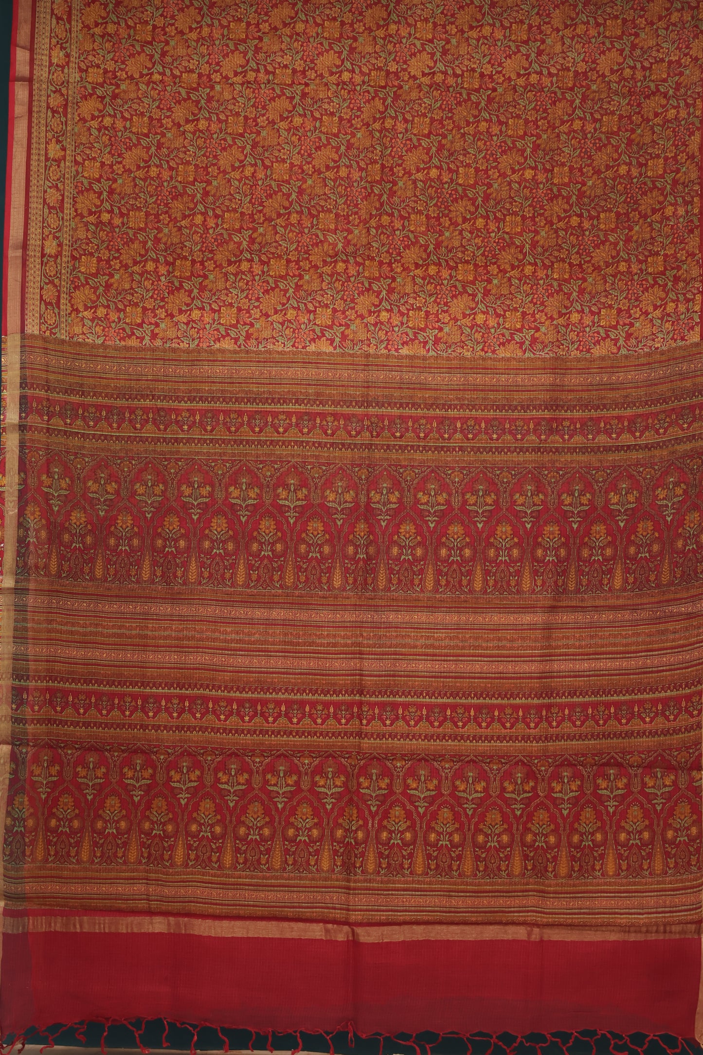 Red Digital printed Kota Doria Saree
