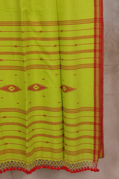Malai Cotton Saree with Butta Weaving | Looms & Tassels