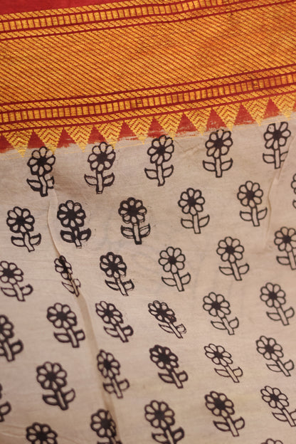 Kanchi Border Kalamkari Chennur Silk Saree
