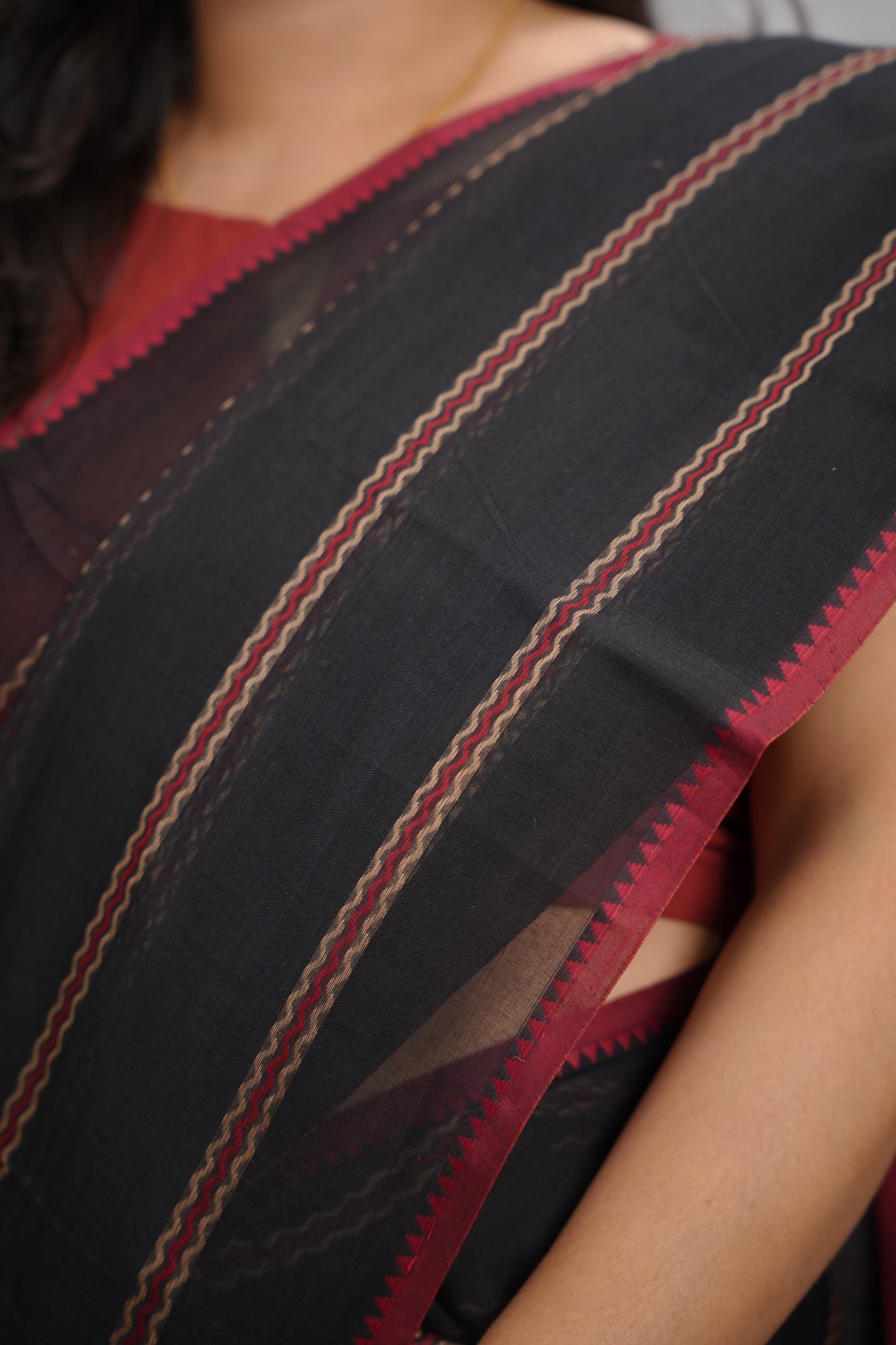 Black Narayanpet Cotton Saree | Looms & Tassels