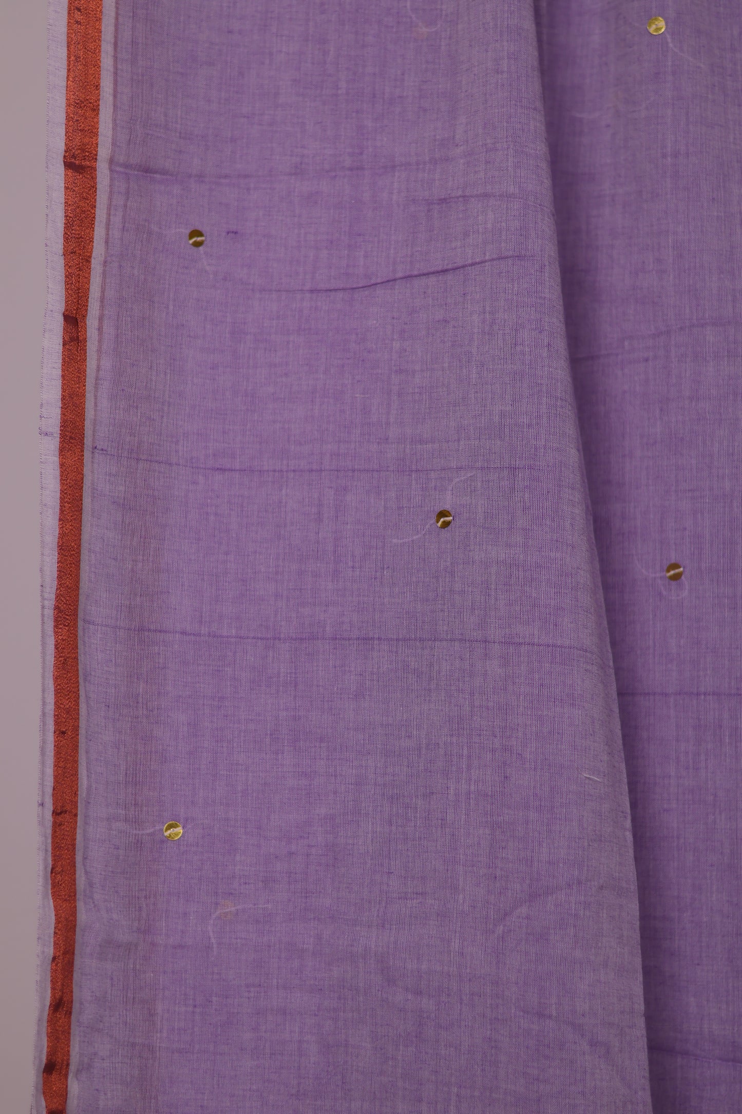 Lavender Pure Handwoven Malai Cotton Saree with Sequence Work
