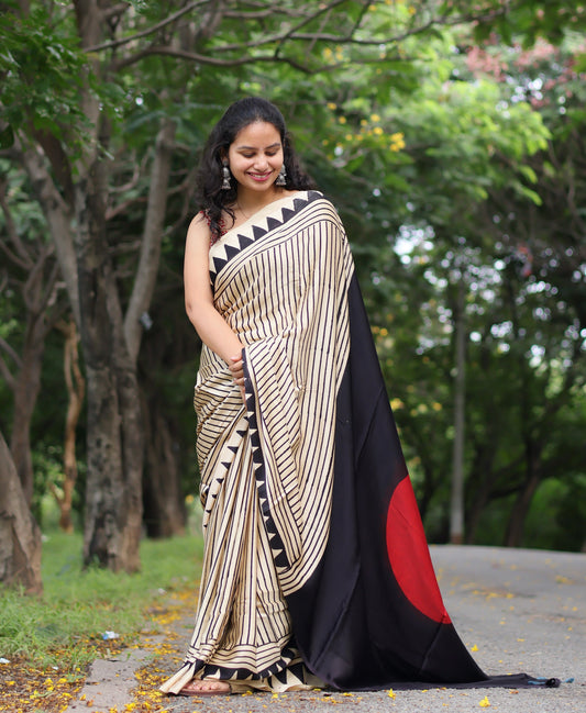 Ajrakh Modal Silk Saree