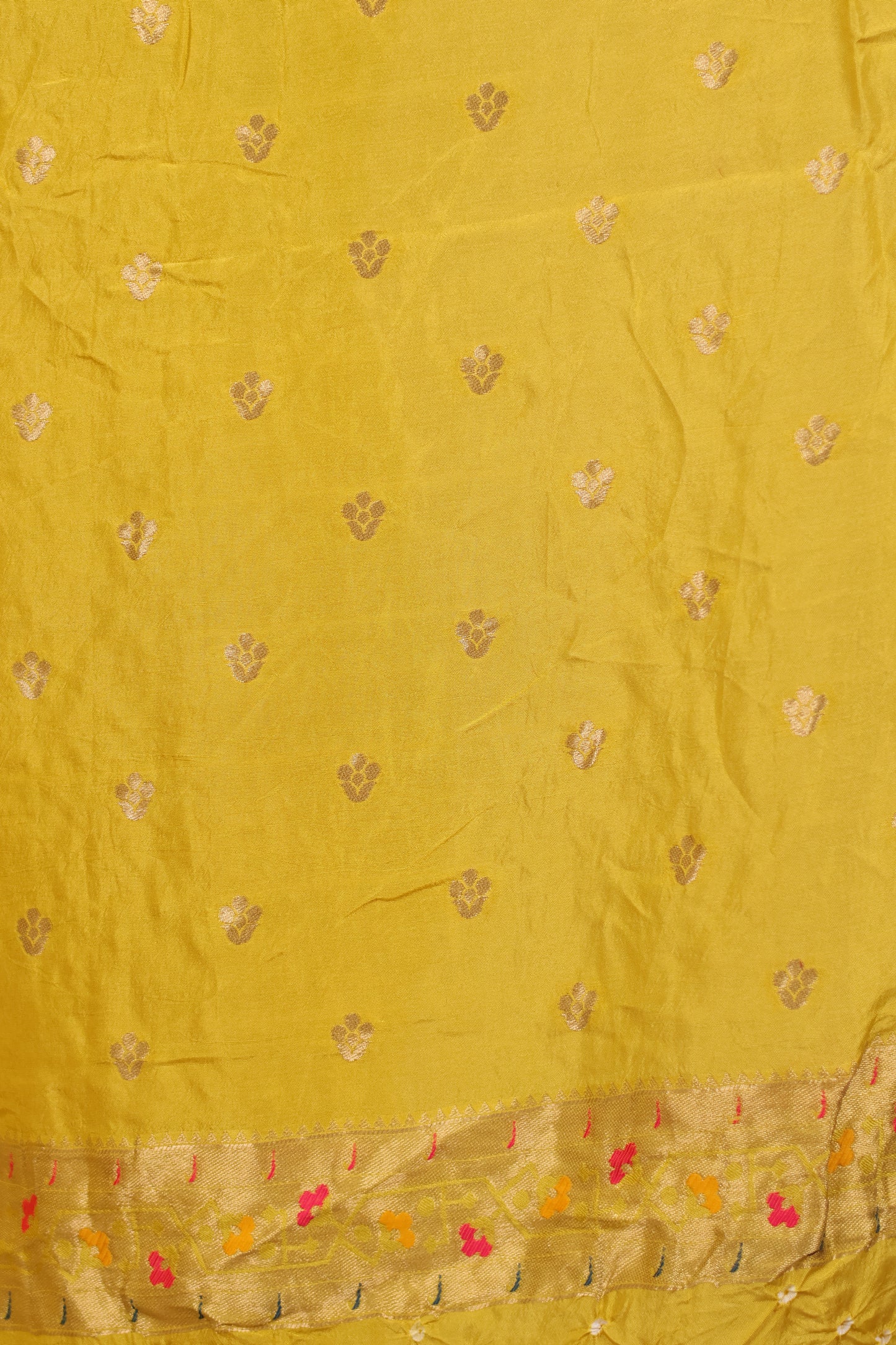 Pastel Yellow Handcrafted Bandhani Paithani Dola Silk Saree | Looms & Tassels