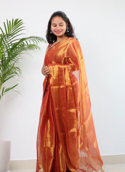 Tissue Mul Cotton Saree