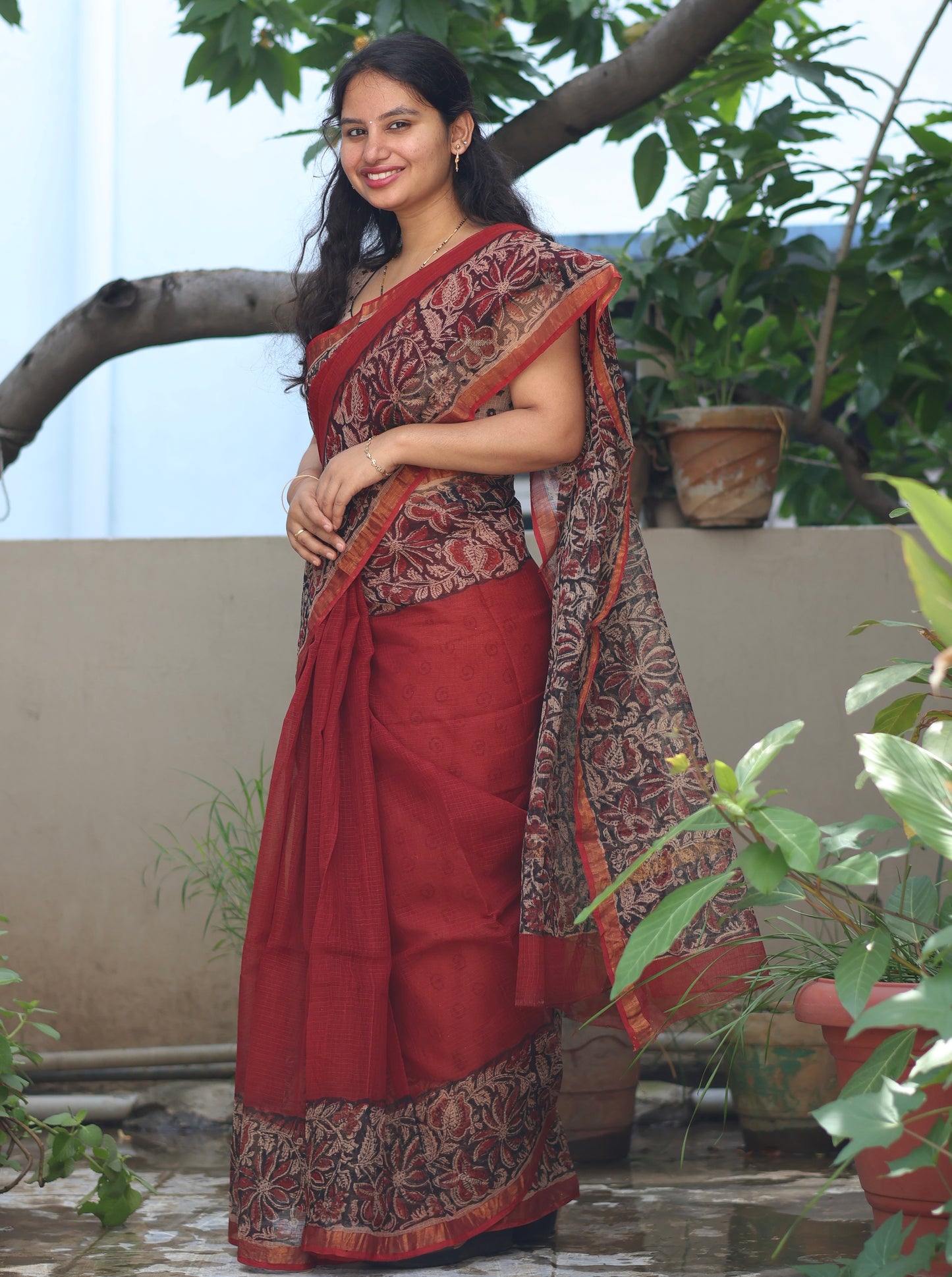 Bagru Hand block printed Kota Doriya Saree