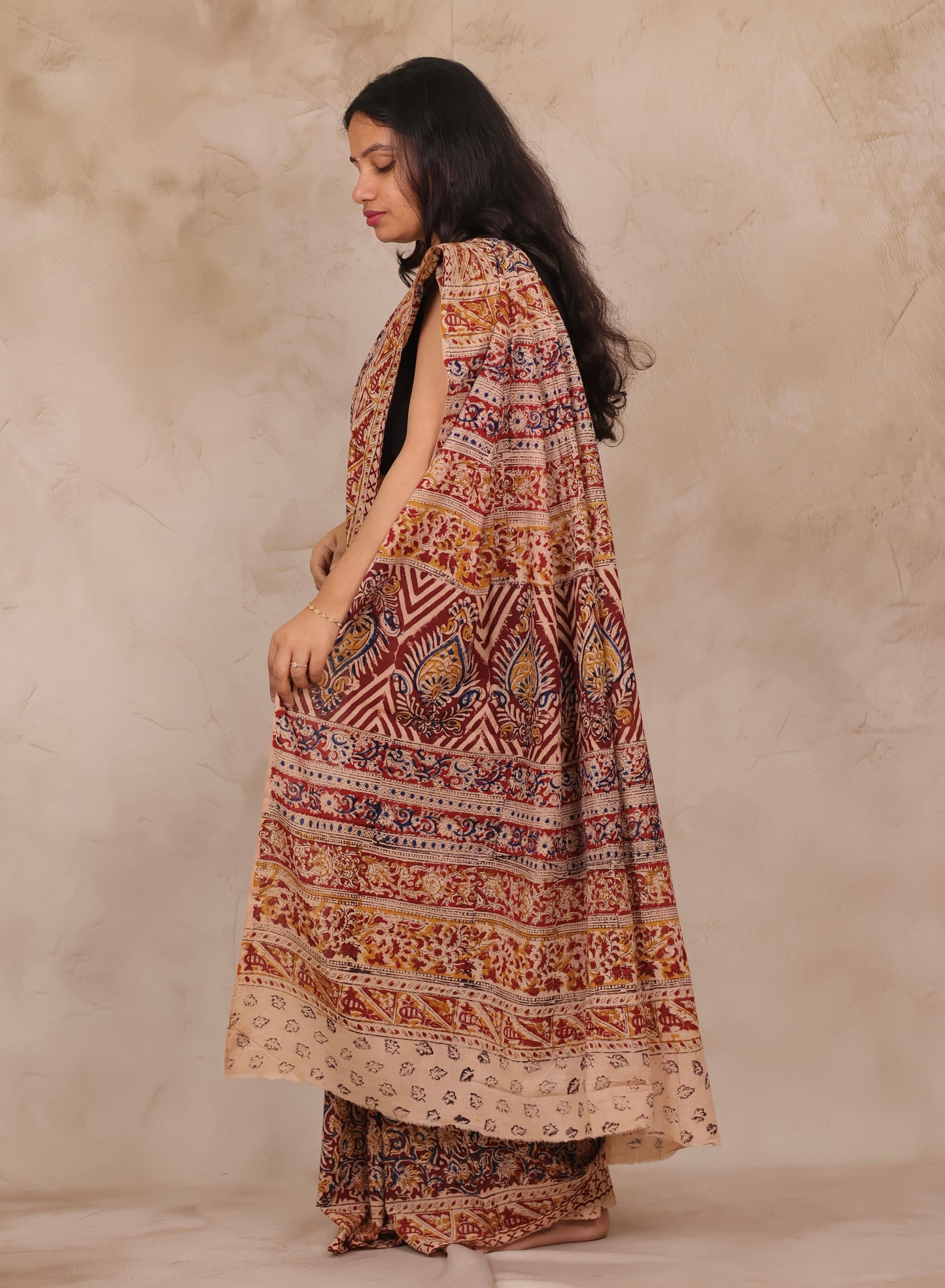 Hand Block Printed Kalamkari Cotton Saree