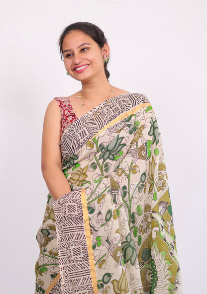 Chennur silk kalamkari Saree