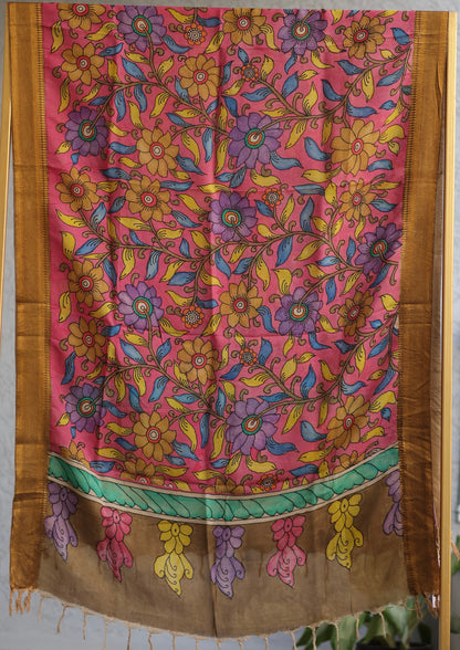 Pen Kalamkari chennur silk duppata
